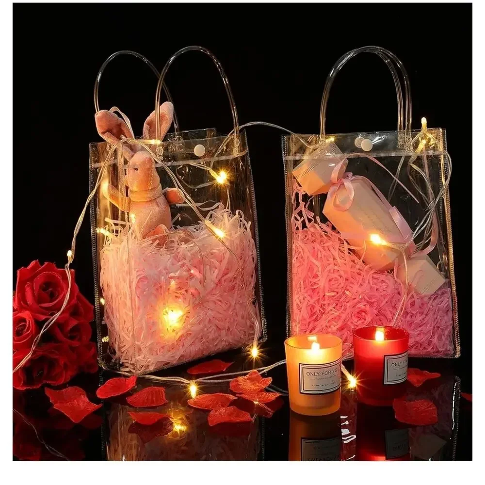 clear PVC Gift Bags with Handles Reusable Tote  for parties 5